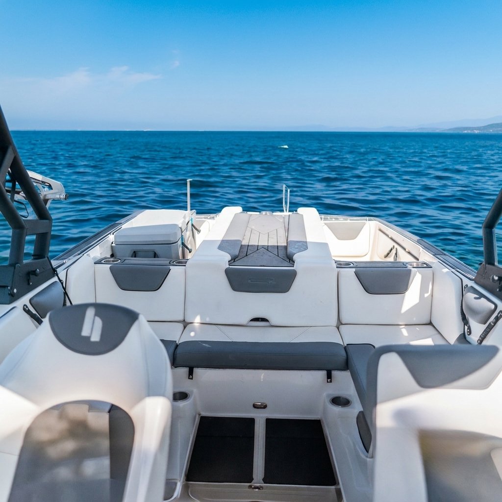 Luxury Party Boat rear seating and cooler